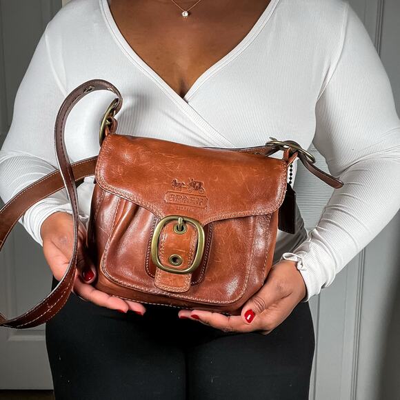 COACH Legacy Y2K Vintage F11418 Brown Leather Crossbody Brass Hardware - Picture 9 of 13